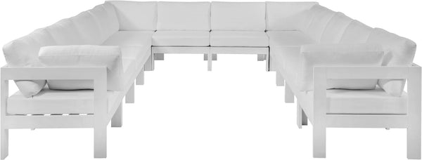 Meridian Furniture Nizuc 12 Piece Outdoor Modular Sectional with Aluminum Frame Resort Patio Seating 375White-Sec12A