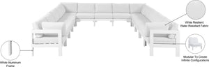 Meridian Furniture Nizuc 13 Piece Modular Outdoor Sectional Aluminum Frame Water Resistant Patio Seating 375White-Sec13A