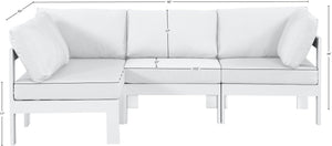 Meridian Furniture Nizuc 4 Piece Modular Outdoor Sectional with Water Resistant White Fabric Patio Seating 375White-Sec4A