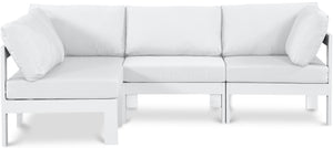 Meridian Furniture Nizuc 4 Piece Modular Outdoor Sectional with Water Resistant White Fabric Patio Seating 375White-Sec4A