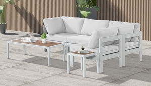 Meridian Furniture Nizuc 4 Piece Modular Outdoor Sectional with Water Resistant White Fabric Patio Seating 375White-Sec4A