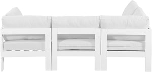 Meridian Furniture Nizuc 4 Piece Modular Outdoor Sectional with Water Resistant White Fabric Patio Seating 375White-Sec4A