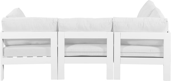 Meridian Furniture Nizuc 4 Piece Modular Outdoor Sectional with Water Resistant White Fabric Patio Seating 375White-Sec4A