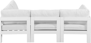Meridian Furniture Nizuc 4 Piece Modular Outdoor Sectional with Water Resistant White Fabric Patio Seating 375White-Sec4A