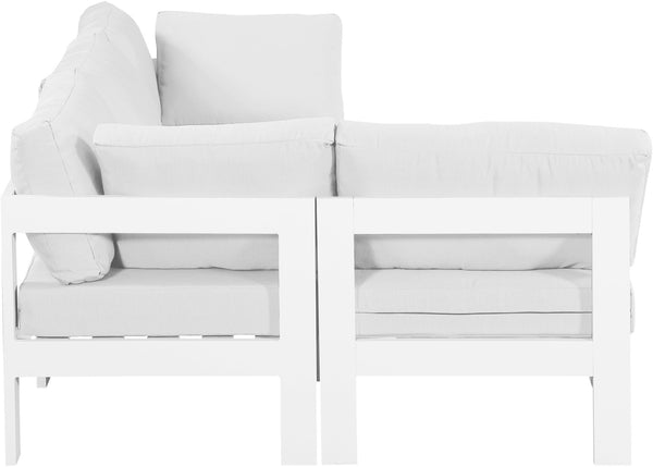 Meridian Furniture Nizuc 4 Piece Modular Outdoor Sectional with Water Resistant White Fabric Patio Seating 375White-Sec4A