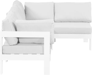 Meridian Furniture Nizuc 4 Piece Modular Outdoor Sectional with Water Resistant White Fabric Patio Seating 375White-Sec4A