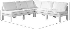 Meridian Furniture Nizuc Five Piece Modular Outdoor Sectional with Aluminum Frame and All Weather Fabric 375White-Sec5A