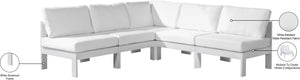 Meridian Furniture Nizuc Five Piece Modular Outdoor Sectional with Aluminum Frame and All Weather Fabric 375White-Sec5A