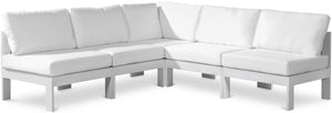 Meridian Furniture Nizuc Five Piece Modular Outdoor Sectional with Aluminum Frame and All Weather Fabric 375White-Sec5A