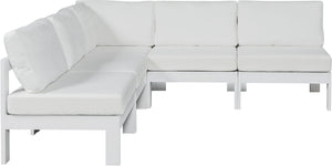 Meridian Furniture Nizuc Five Piece Modular Outdoor Sectional with Aluminum Frame and All Weather Fabric 375White-Sec5A