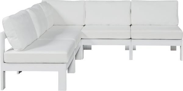 Meridian Furniture Nizuc Five Piece Modular Outdoor Sectional with Aluminum Frame and All Weather Fabric 375White-Sec5A