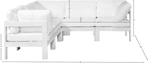 Meridian Furniture Nizuc Five Piece Modular Outdoor Sectional with Weather Resistant Fabric Patio Seating 375White-Sec5B