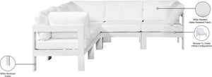 Meridian Furniture Nizuc Five Piece Modular Outdoor Sectional with Weather Resistant Fabric Patio Seating 375White-Sec5B