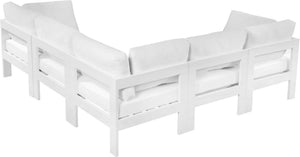 Meridian Furniture Nizuc Five Piece Modular Outdoor Sectional with Weather Resistant Fabric Patio Seating 375White-Sec5B