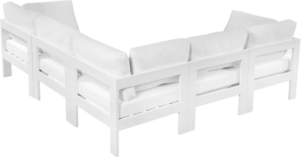Meridian Furniture Nizuc Five Piece Modular Outdoor Sectional with Weather Resistant Fabric Patio Seating 375White-Sec5B
