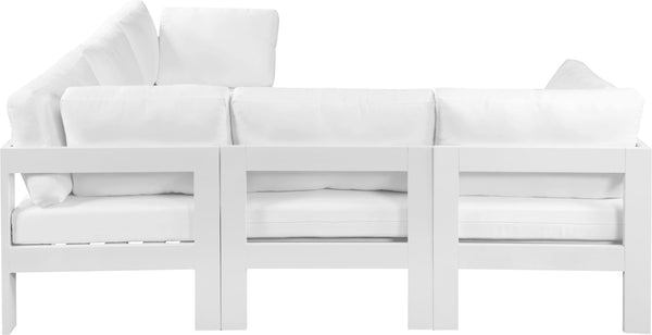 Meridian Furniture Nizuc Five Piece Modular Outdoor Sectional with Weather Resistant Fabric Patio Seating 375White-Sec5B