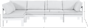 Meridian Furniture Nizuc 5 Piece Modular Outdoor Sectional Aluminum Frame Water Resistant Patio Seating 375White-Sec5C