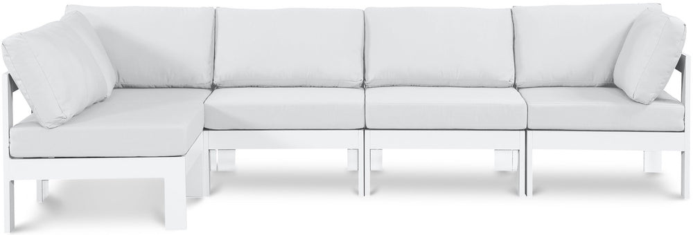 Meridian Furniture Nizuc 5 Piece Modular Outdoor Sectional Aluminum Frame Water Resistant Patio Seating 375White-Sec5C
