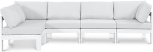Meridian Furniture Nizuc 5 Piece Modular Outdoor Sectional Aluminum Frame Water Resistant Patio Seating 375White-Sec5C