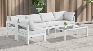 Meridian Furniture Nizuc 5 Piece Modular Outdoor Sectional Aluminum Frame Water Resistant Patio Seating 375White-Sec5C