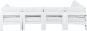 Meridian Furniture Nizuc 5 Piece Modular Outdoor Sectional Aluminum Frame Water Resistant Patio Seating 375White-Sec5C