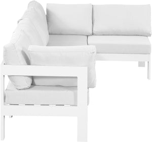 Meridian Furniture Nizuc 5 Piece Modular Outdoor Sectional Aluminum Frame Water Resistant Patio Seating 375White-Sec5C