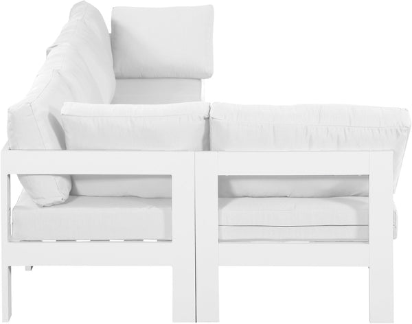 Meridian Furniture Nizuc 5 Piece Modular Outdoor Sectional Aluminum Frame Water Resistant Patio Seating 375White-Sec5C