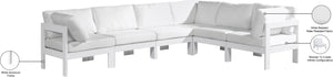 Meridian Furniture Nizuc Six Piece Outdoor Modular Sectional with Aluminum Frame Resort White Fabric 375White-Sec6A