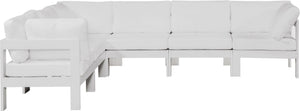 Meridian Furniture Nizuc Six Piece Outdoor Modular Sectional with Aluminum Frame Resort White Fabric 375White-Sec6A