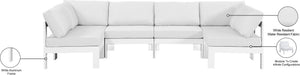 Meridian Furniture Nizuc Six Piece Outdoor Modular Sectional with Aluminum Frame and Weather Resistant Fabric 375White-Sec6B