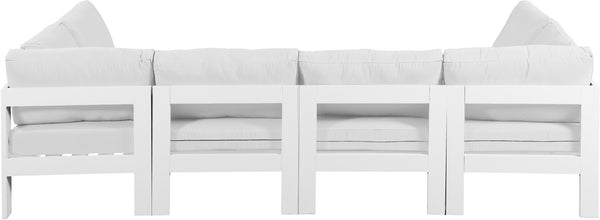 Meridian Furniture Nizuc Six Piece Outdoor Modular Sectional with Aluminum Frame and Weather Resistant Fabric 375White-Sec6B