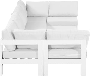 Meridian Furniture Nizuc Six Piece Outdoor Modular Sectional with Aluminum Frame and Weather Resistant Fabric 375White-Sec6B