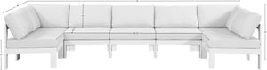 Meridian Furniture Nizuc 7 Piece Modular Outdoor Sectional with Aluminum Frame and Water Resistant Fabric 375White-Sec7C