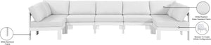 Meridian Furniture Nizuc 7 Piece Modular Outdoor Sectional with Aluminum Frame and Water Resistant Fabric 375White-Sec7C