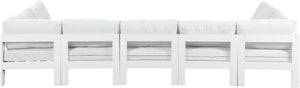 Meridian Furniture Nizuc 7 Piece Modular Outdoor Sectional with Aluminum Frame and Water Resistant Fabric 375White-Sec7C