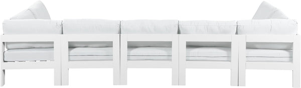 Meridian Furniture Nizuc 7 Piece Modular Outdoor Sectional with Aluminum Frame and Water Resistant Fabric 375White-Sec7C