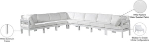Meridian Furniture Nizuc 8 Piece Outdoor Modular Sectional Resort Style Aluminum Frame Patio Seating 375White-Sec8A