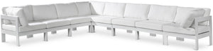 Meridian Furniture Nizuc 8 Piece Outdoor Modular Sectional Resort Style Aluminum Frame Patio Seating 375White-Sec8A