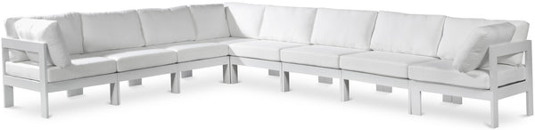 Meridian Furniture Nizuc 8 Piece Outdoor Modular Sectional Resort Style Aluminum Frame Patio Seating 375White-Sec8A