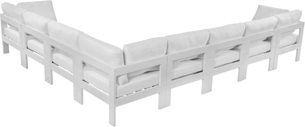 Meridian Furniture Nizuc 8 Piece Outdoor Modular Sectional Resort Style Aluminum Frame Patio Seating 375White-Sec8A