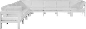 Meridian Furniture Nizuc 8 Piece Outdoor Modular Sectional Resort Style Aluminum Frame Patio Seating 375White-Sec8A