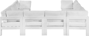 Meridian Furniture Nizuc 8 Piece Outdoor Modular Sectional Resort Style Aluminum and Fabric Patio Set 375White-Sec8B