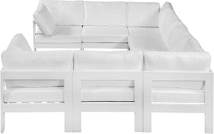 Meridian Furniture Nizuc 8 Piece Outdoor Modular Sectional Resort Style Aluminum and Fabric Patio Set 375White-Sec8B