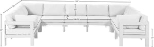 Meridian Furniture Nizuc 9 Piece Outdoor Modular Sectional Resort Style Aluminum Patio Seating Set 375White-Sec9C