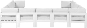 Meridian Furniture Nizuc 9 Piece Outdoor Modular Sectional Resort Style Aluminum Patio Seating Set 375White-Sec9C