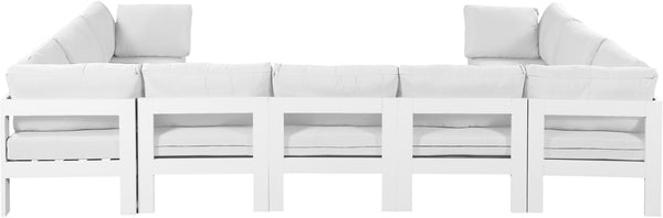 Meridian Furniture Nizuc 9 Piece Outdoor Modular Sectional Resort Style Aluminum Patio Seating Set 375White-Sec9C