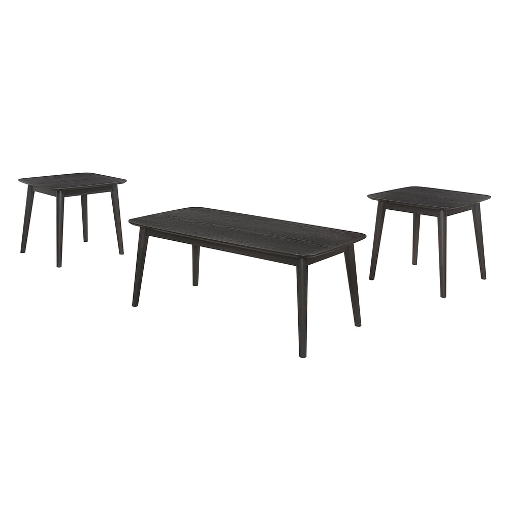 English Elm 3 Mid-Century Black 3-Piece Rectangular Coffee & End Table Set with Chamfered Edges, Ash Veneer Finish B016P373116