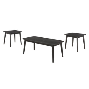 English Elm 3 Mid-Century Black 3-Piece Rectangular Coffee & End Table Set with Chamfered Edges, Ash Veneer Finish B016P373116