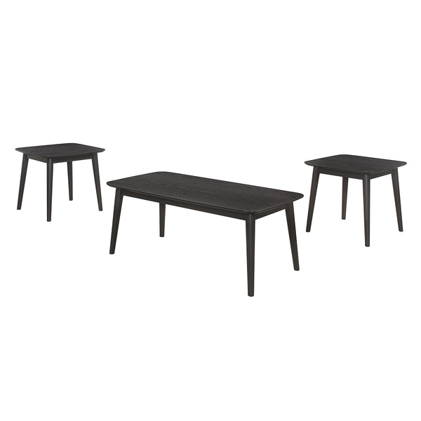 English Elm 3 Mid-Century Black 3-Piece Rectangular Coffee & End Table Set with Chamfered Edges, Ash Veneer Finish B016P373116