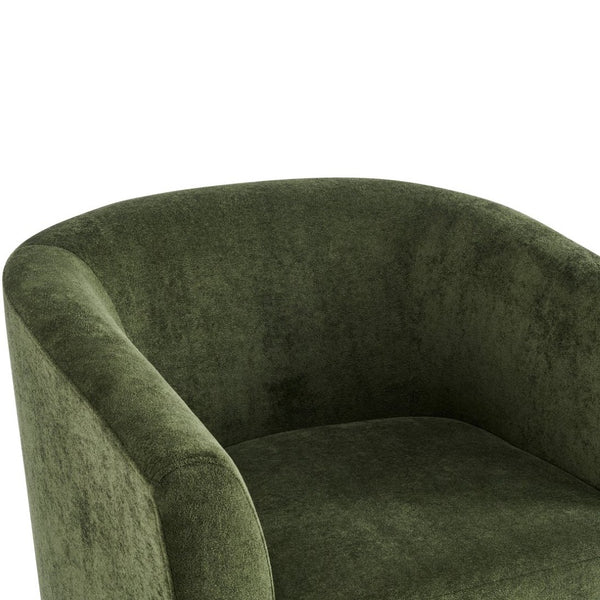 English Elm Halo Velvet Barrel Swivel Accent Chair with Bentwood Ring Base for Living Rooms Olive Green,Walnut N776P378583G